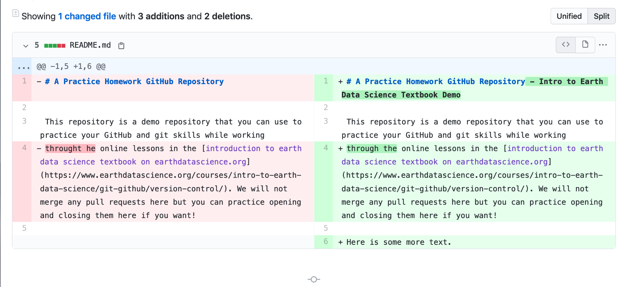 git diff output