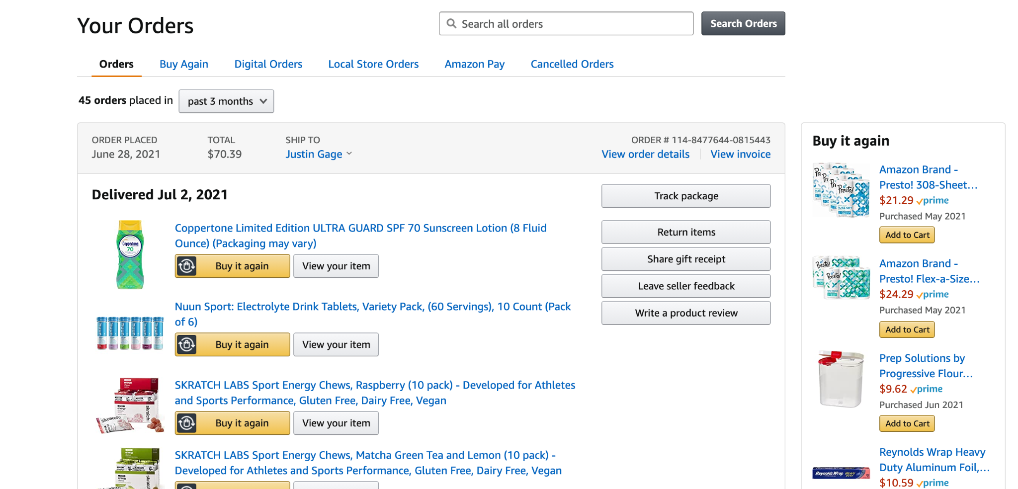 amazon orders screenshot