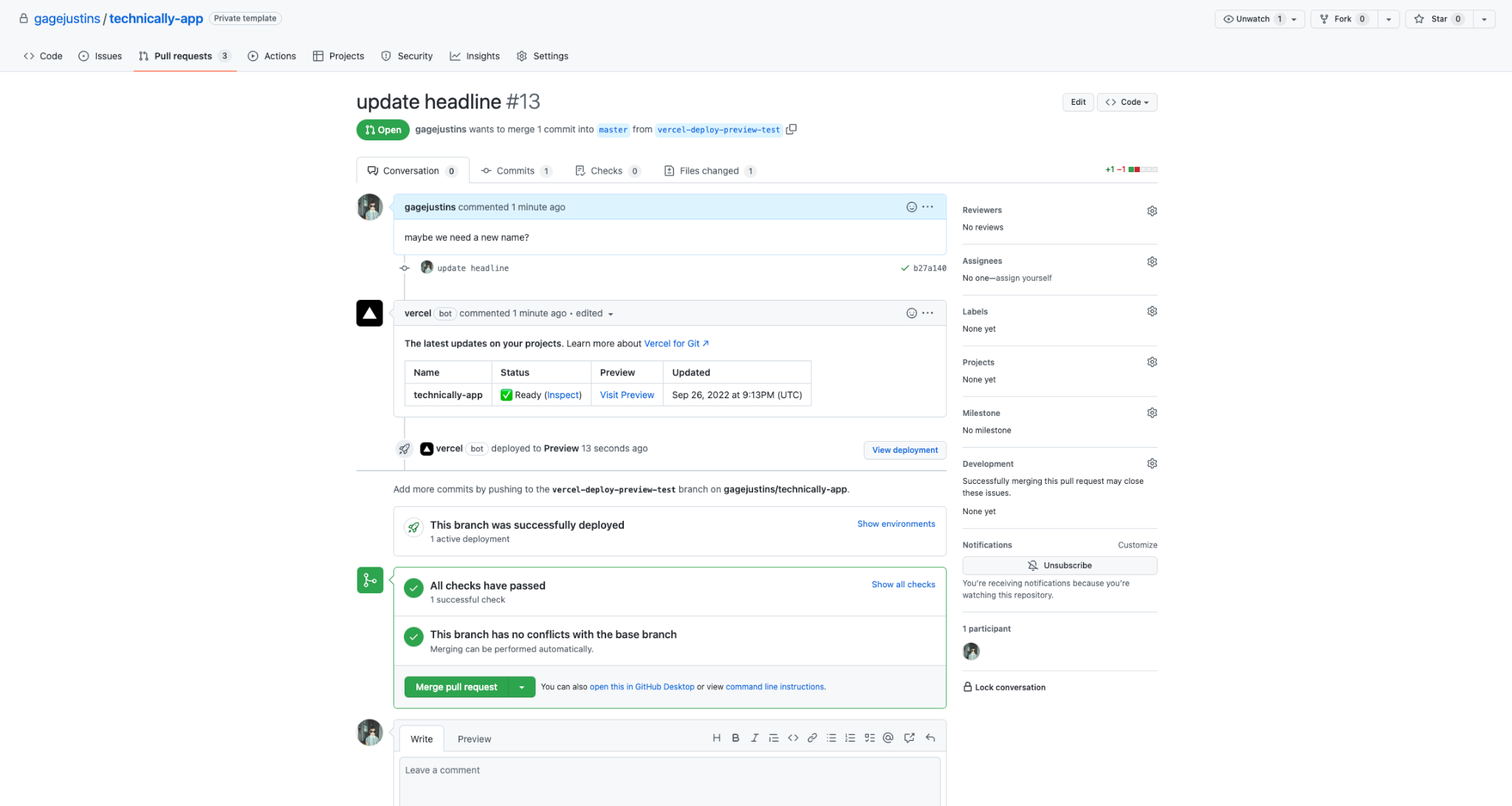 github pull request