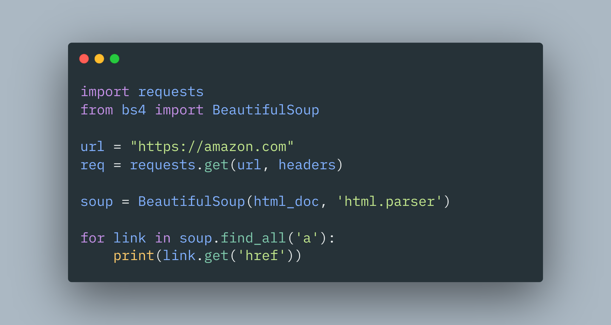 import requests beautiful soup