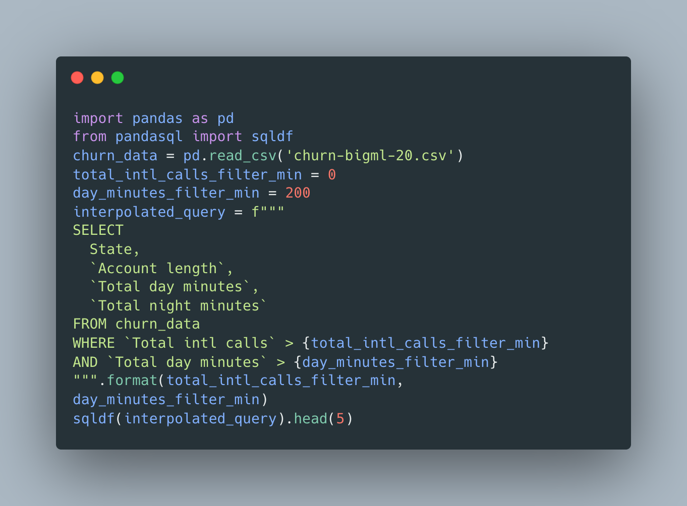 pandas sql code