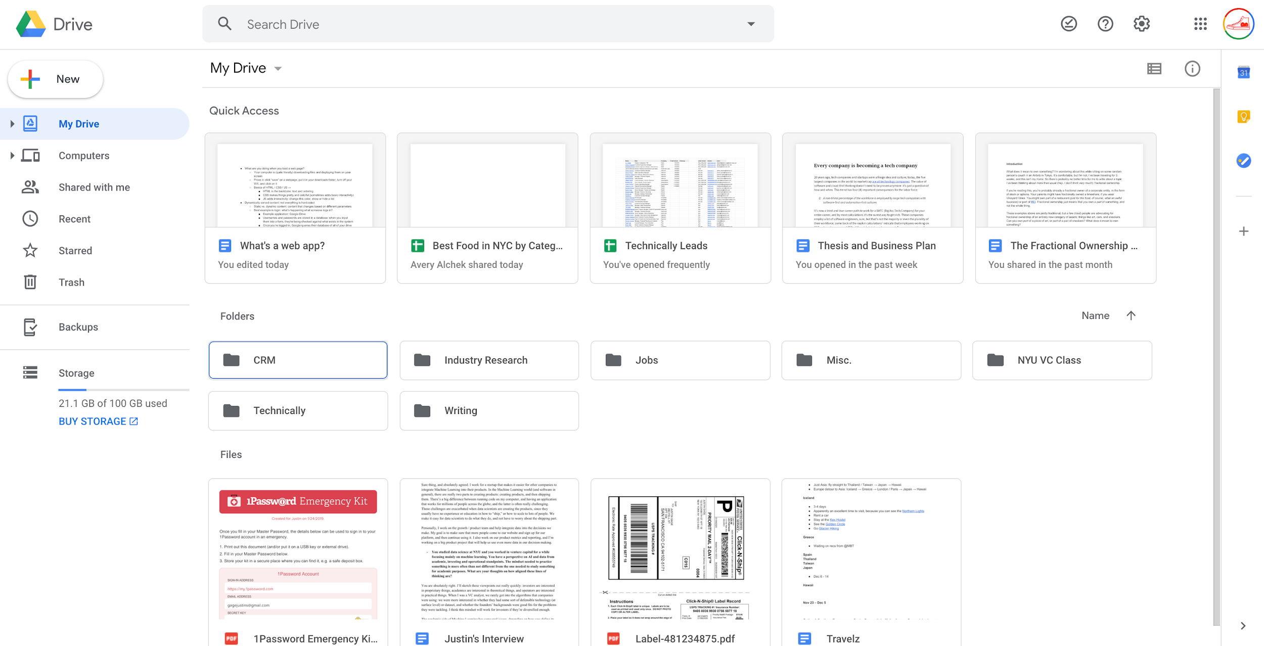 google drive screenshot