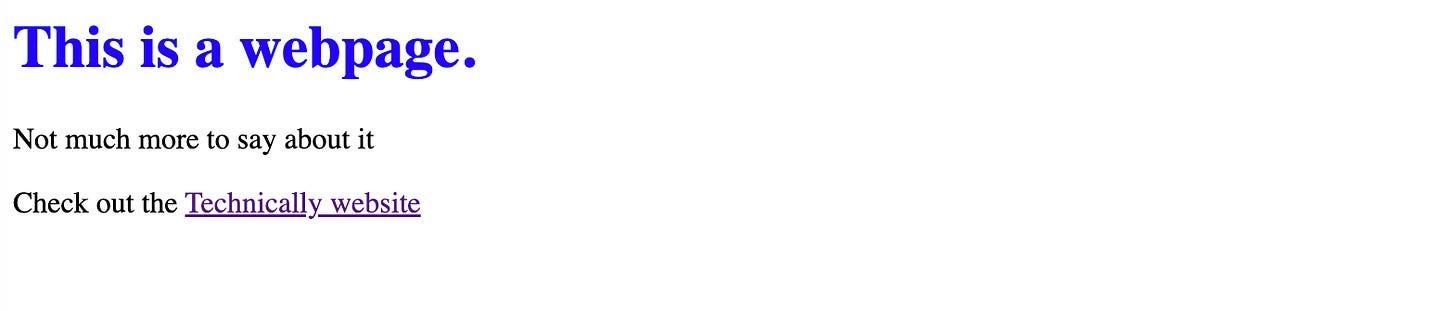 a simple webpage with blue header