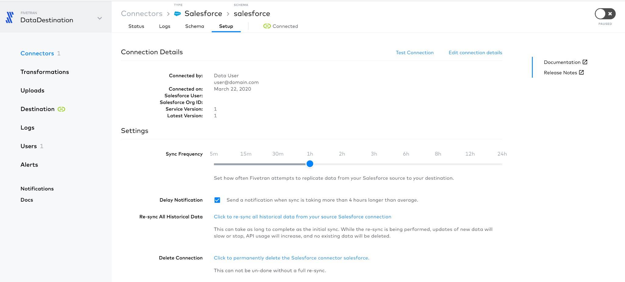 salesforce connection details