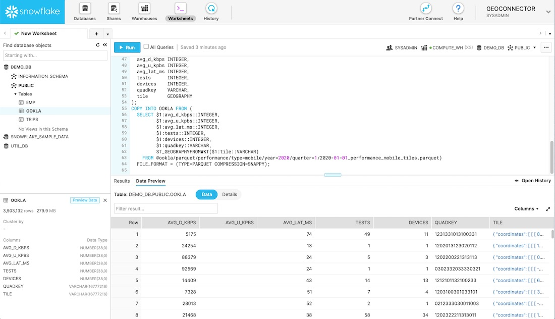 snowflake sql query